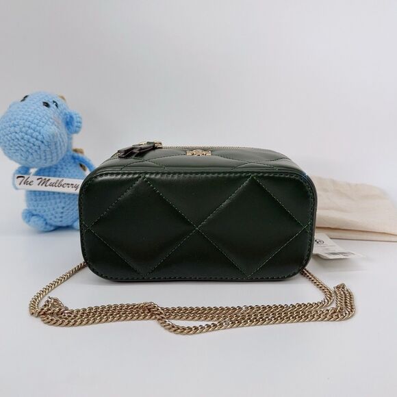 Tory Burch Kira Diamond Quilt Leather Vanity Case 164986 Fir Tree Green 312 NWT - Picture 6 of 10